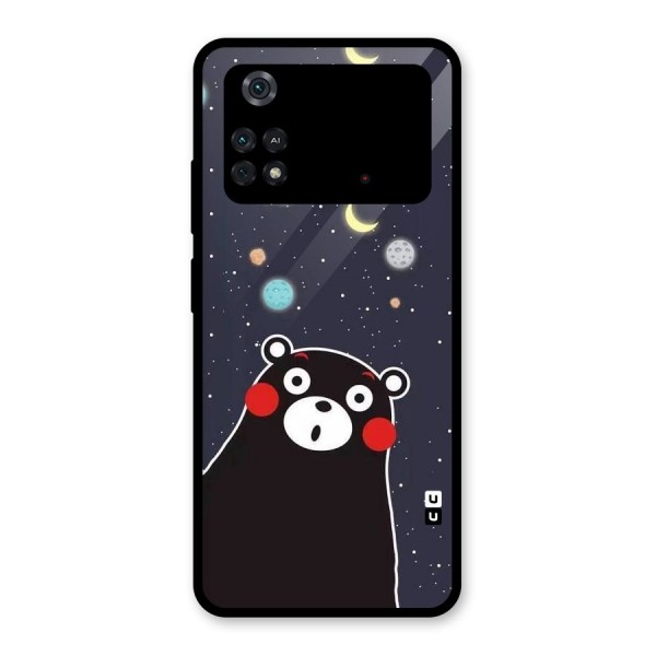 Space Bear Glass Back Case for Poco M4 Pro 4G