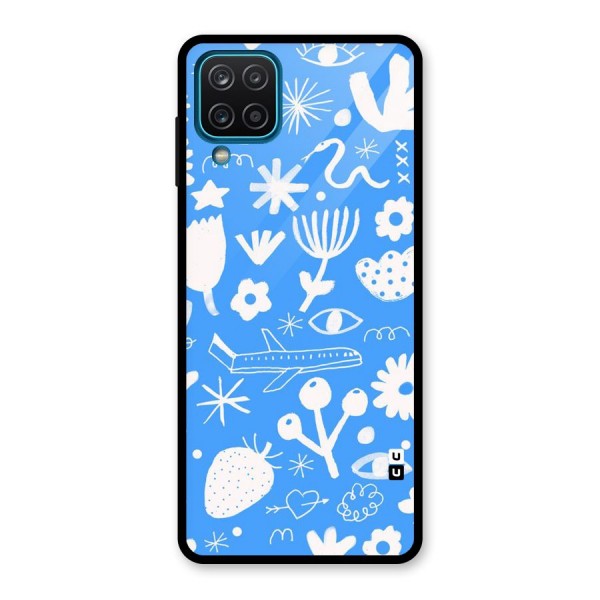 Space Blue Pattern Glass Back Case for Galaxy A12