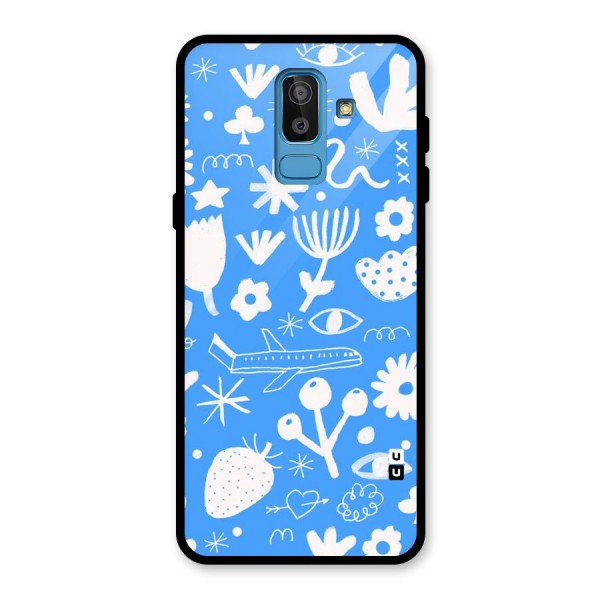 Space Blue Pattern Glass Back Case for Galaxy J8