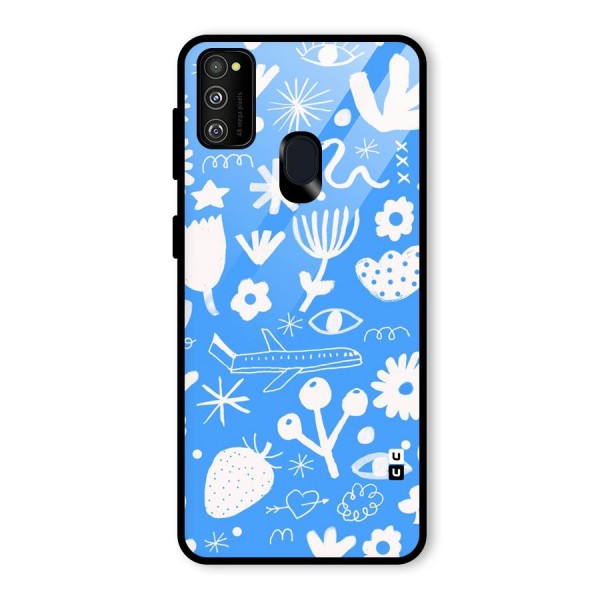 Space Blue Pattern Glass Back Case for Galaxy M21