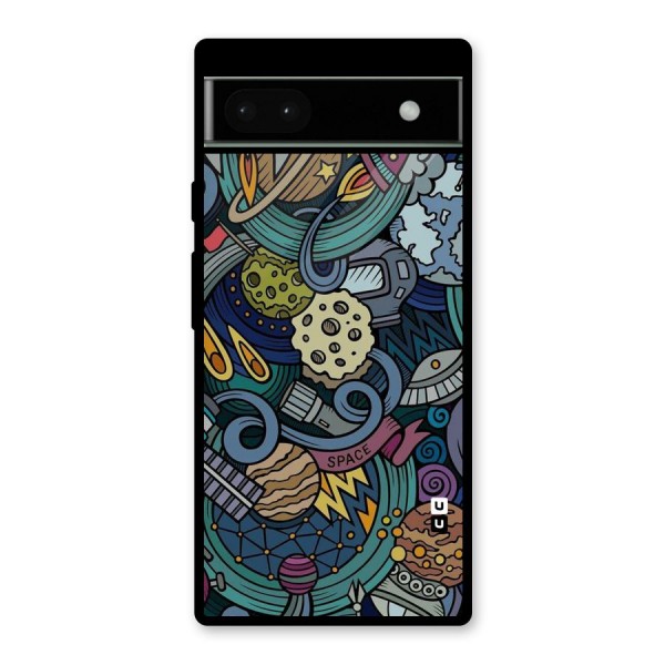 Space Pattern Blue Glass Back Case for Google Pixel 6a