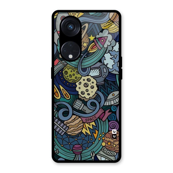 Space Pattern Blue Glass Back Case for Reno8 T 5G