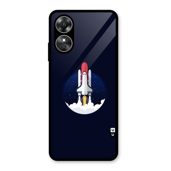 Space Rocket Minimal Glass Back Case for Oppo A17