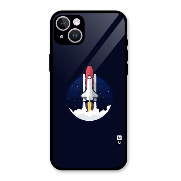 Space Rocket Minimal Glass Back Case for iPhone 14 Plus