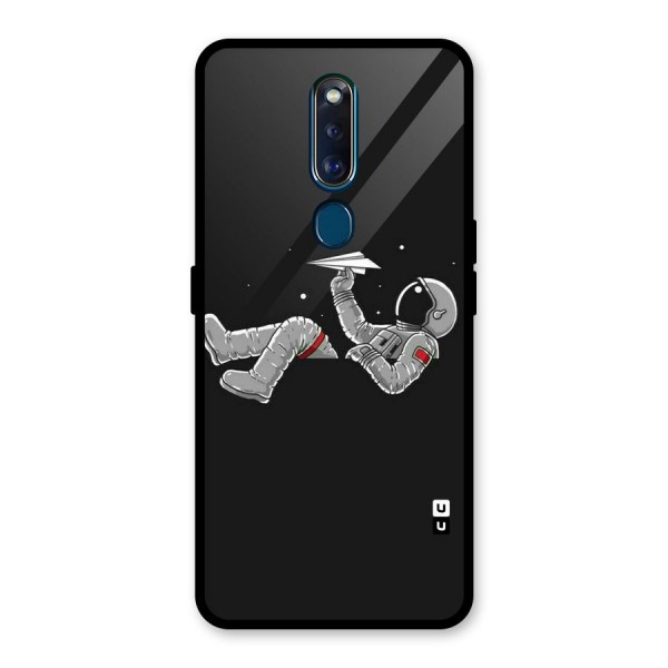 Spaceman Flying Glass Back Case for Oppo F11 Pro