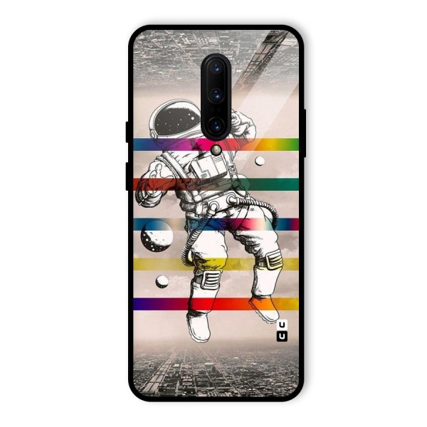 Spaceman Rainbow Stripes Glass Back Case for OnePlus 7 Pro