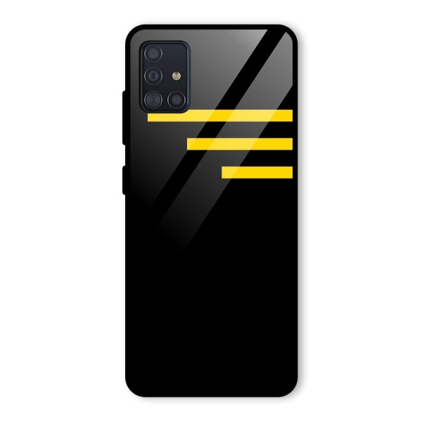 Sports Yellow Stripes Glass Back Case for Galaxy A51