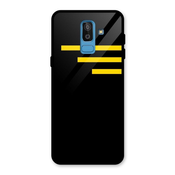 Sports Yellow Stripes Glass Back Case for Galaxy J8