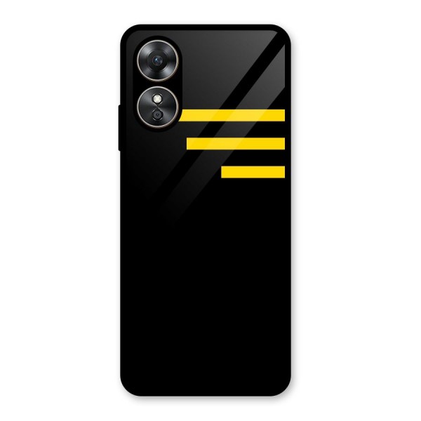 Sports Yellow Stripes Glass Back Case for Oppo A17