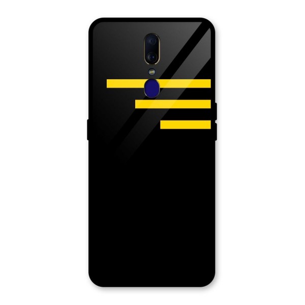 Sports Yellow Stripes Glass Back Case for Oppo F11