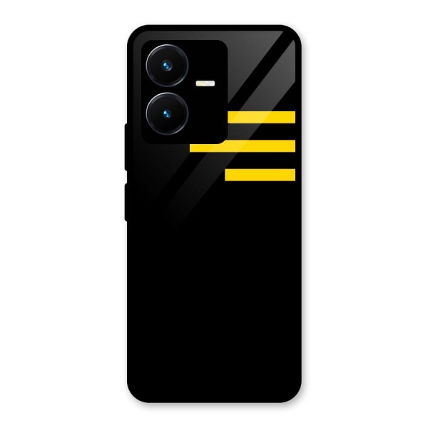 Sports Yellow Stripes Glass Back Case for Vivo Y22