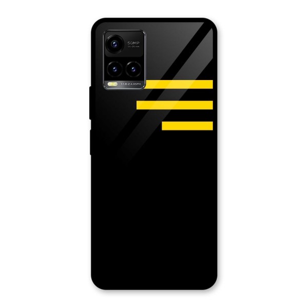 Sports Yellow Stripes Glass Back Case for Vivo Y33s