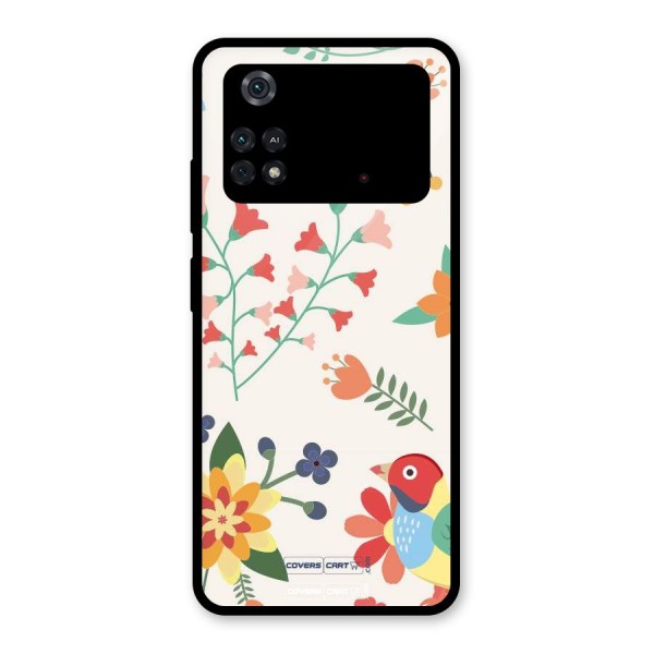 Spring Flowers Glass Back Case for Poco M4 Pro 4G