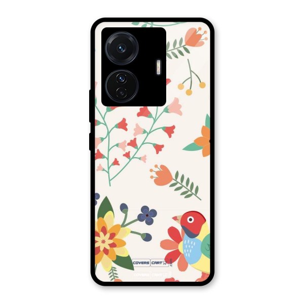 Spring Flowers Glass Back Case for Vivo T1 Pro