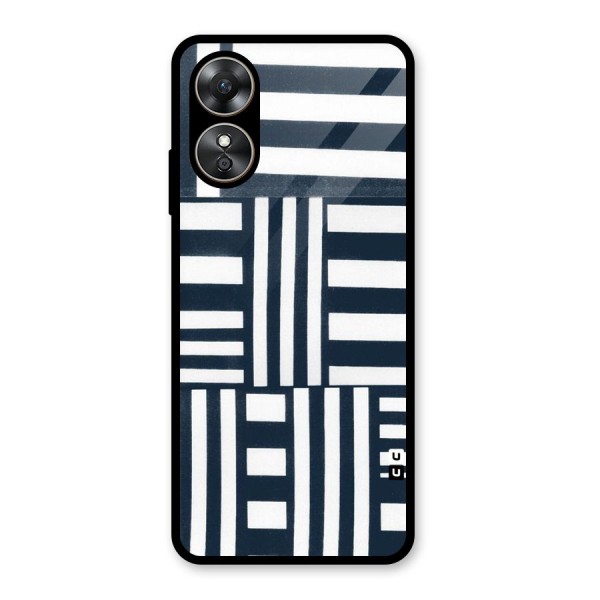 Square  Stripes Glass Back Case for Oppo A17