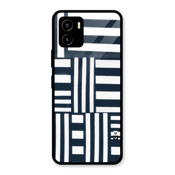 Square  Stripes Glass Back Case for Vivo Y15s