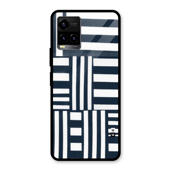 Square  Stripes Glass Back Case for Vivo Y21 2021