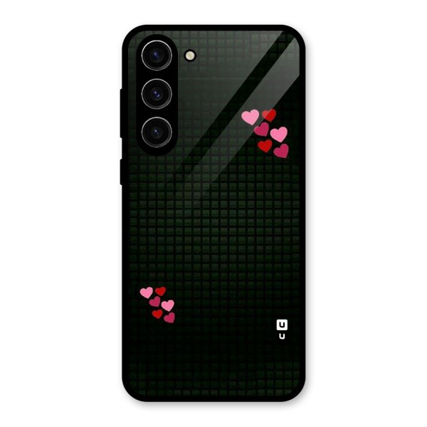 Square and Hearts Glass Back Case for Galaxy S23 Plus