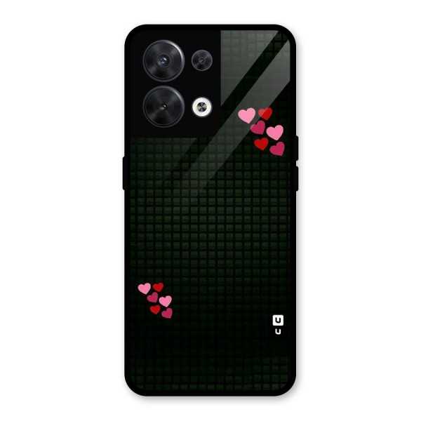 Square and Hearts Glass Back Case for Oppo Reno8 5G