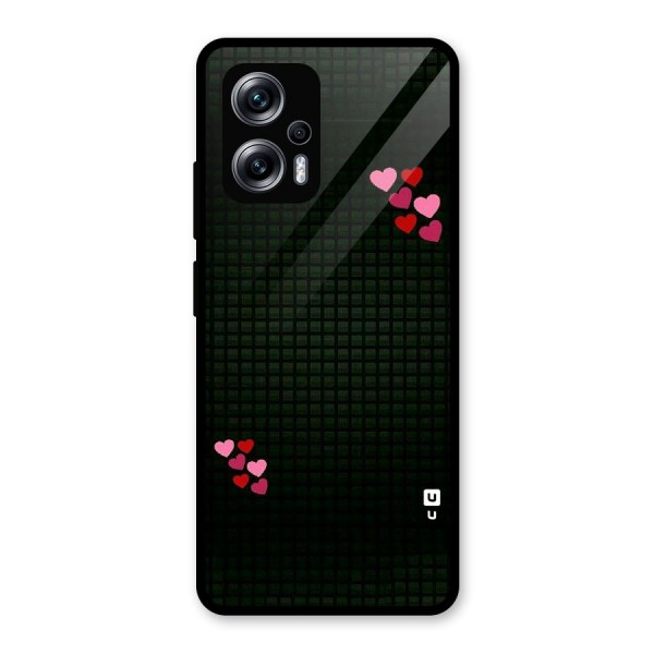 Square and Hearts Glass Back Case for Redmi K50i