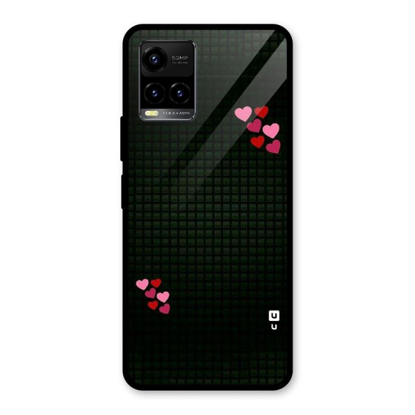 Square and Hearts Glass Back Case for Vivo Y21A