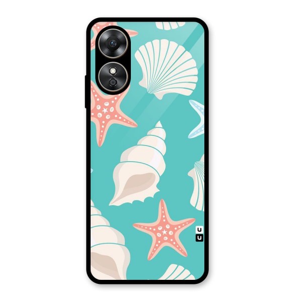 Starfish Sea Shell Glass Back Case for Oppo A17