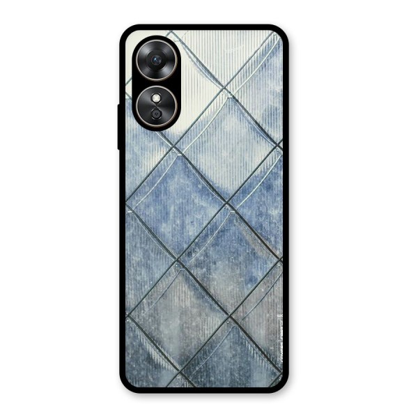 Steel Blue Pattern Glass Back Case for Oppo A17