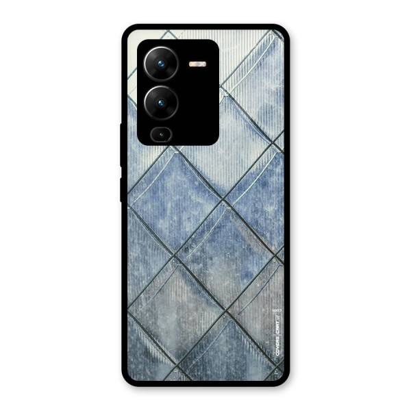 Steel Blue Pattern Glass Back Case for Vivo V25 Pro