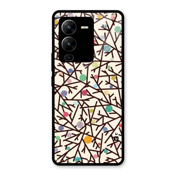 Stem Pattern Glass Back Case for Vivo V25 Pro