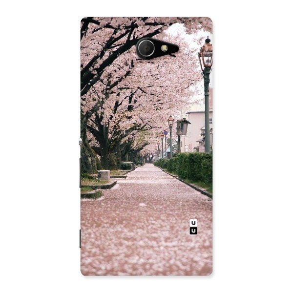 Street In Pink Flowers Back Case for Sony Xperia M2