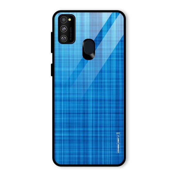 Stripe Blue Abstract Glass Back Case for Galaxy M21