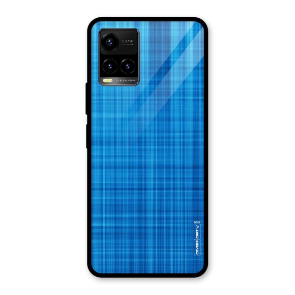 Stripe Blue Abstract Glass Back Case for Vivo Y21 2021