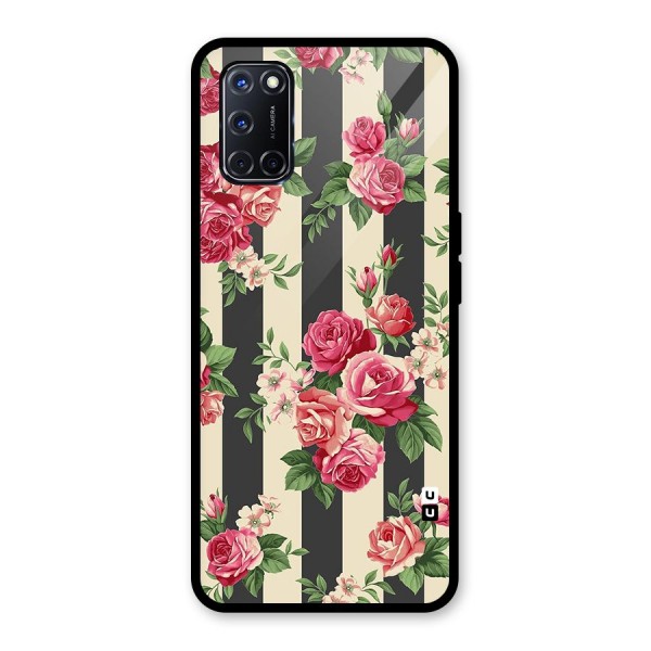 Stripes And Floral Glass Back Case for Oppo A52