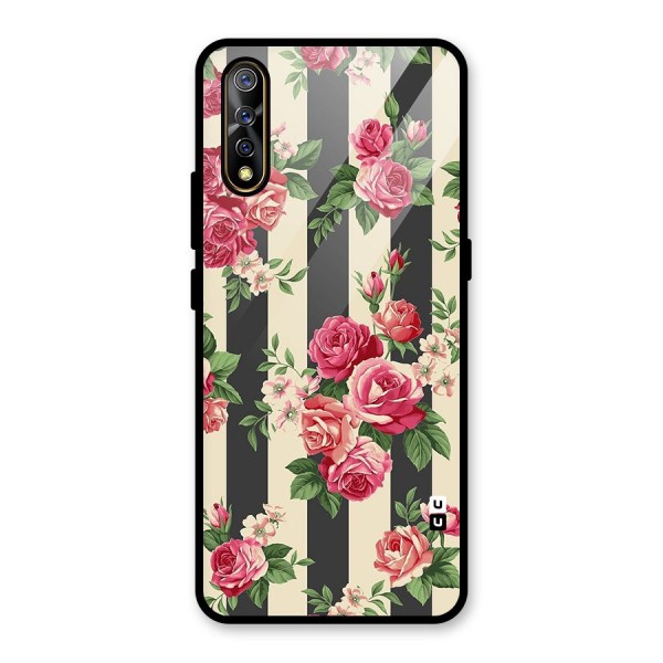 Stripes And Floral Glass Back Case for Vivo S1