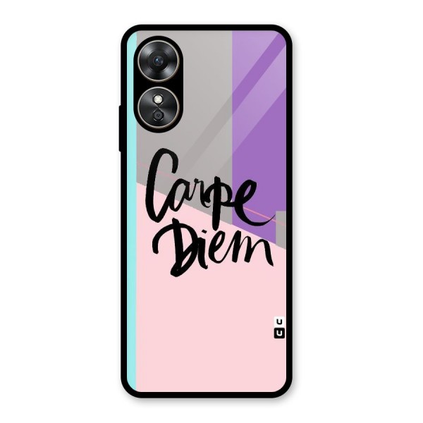 Stripes Black Diem Glass Back Case for Oppo A17