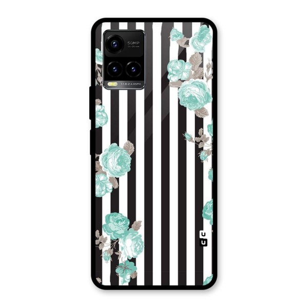 Stripes Bloom Glass Back Case for Vivo Y21 2021