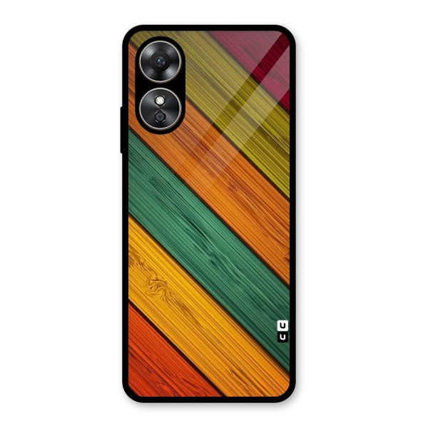 Stripes Classic Design Glass Back Case for Oppo A17