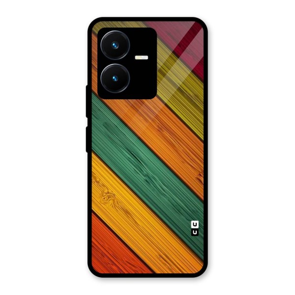 Stripes Classic Design Glass Back Case for Vivo Y22