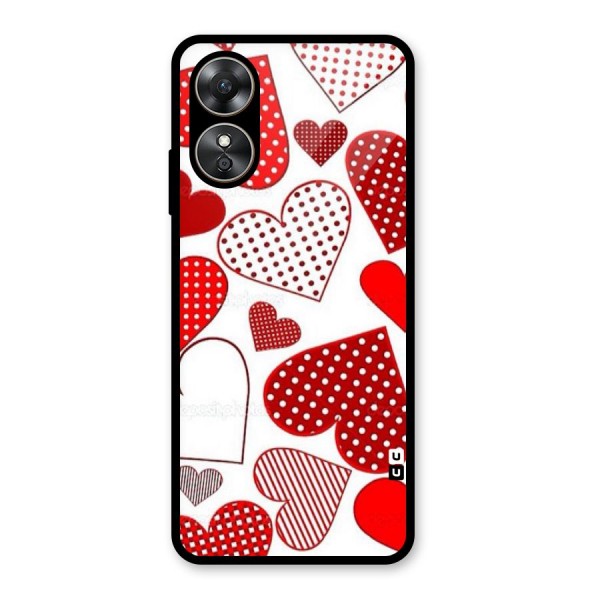 Style Hearts Glass Back Case for Oppo A17