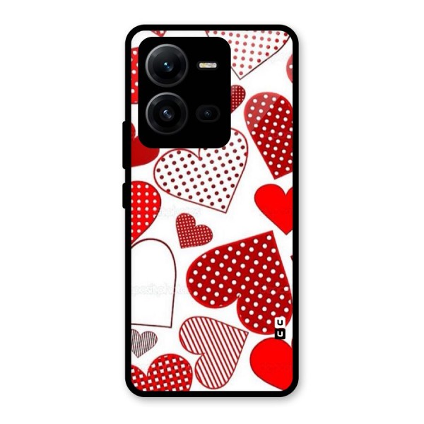 Style Hearts Glass Back Case for Vivo V25