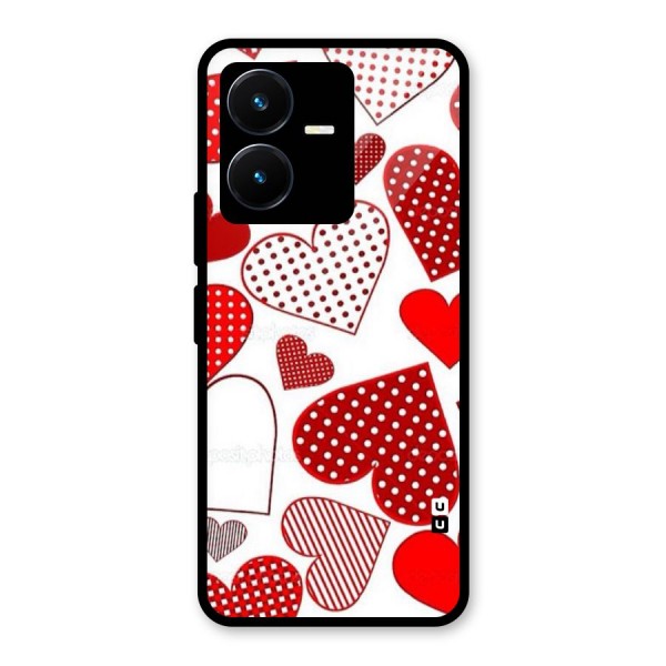 Style Hearts Glass Back Case for Vivo Y22