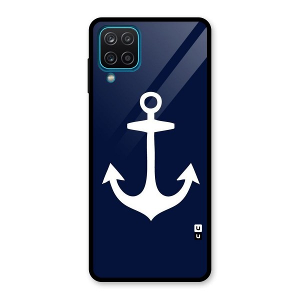 Stylish Anchor Design Glass Back Case for Galaxy A12