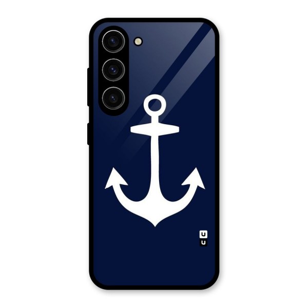 Stylish Anchor Design Glass Back Case for Galaxy S23