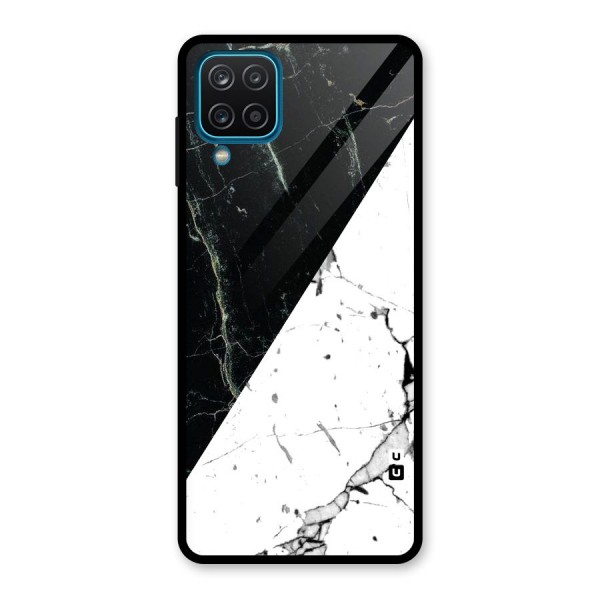 Stylish Diagonal Marble Glass Back Case for Galaxy A12