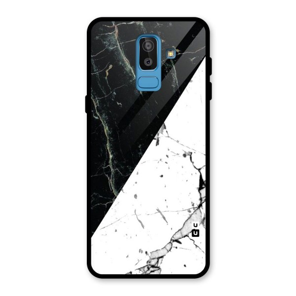 Stylish Diagonal Marble Glass Back Case for Galaxy J8