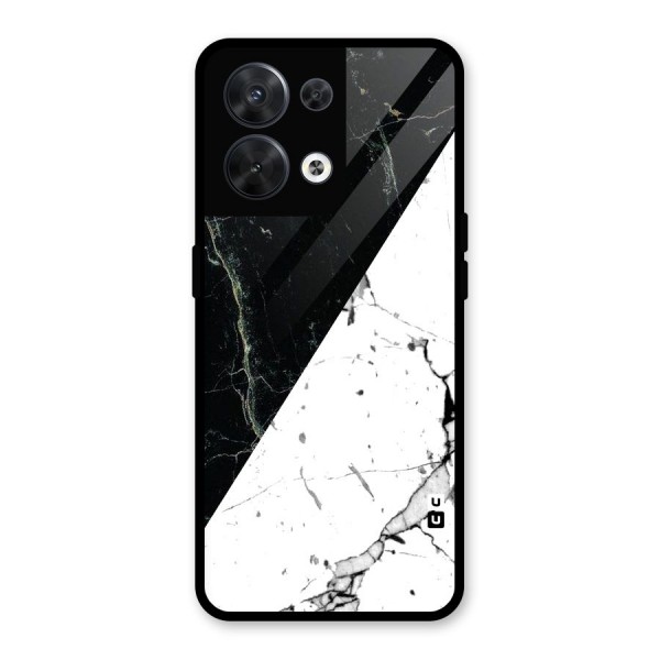 Stylish Diagonal Marble Glass Back Case for Oppo Reno8 5G