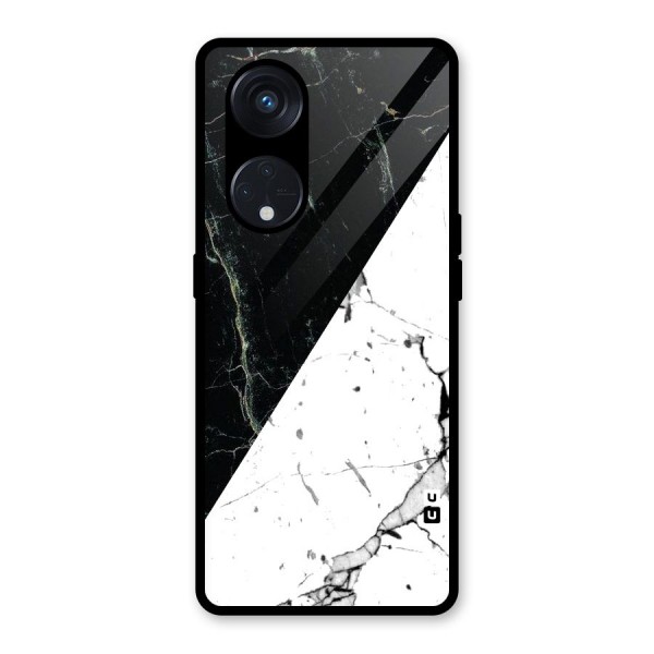 Stylish Diagonal Marble Glass Back Case for Reno8 T 5G