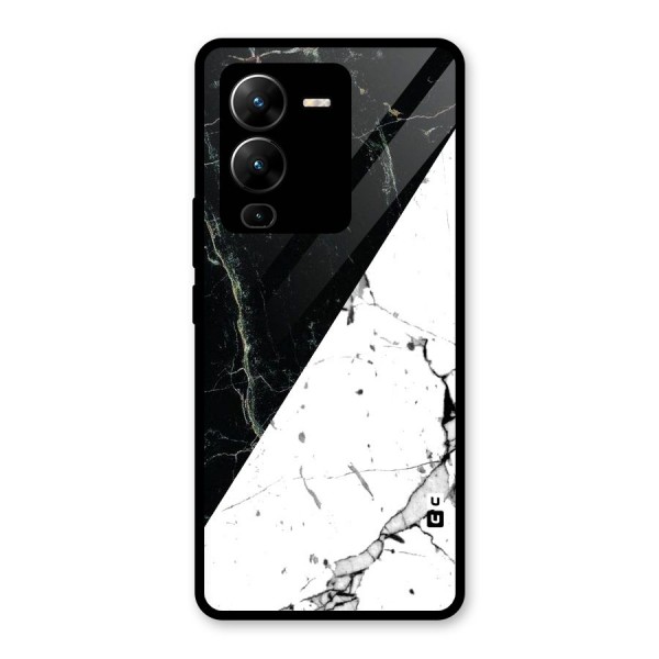 Stylish Diagonal Marble Glass Back Case for Vivo V25 Pro