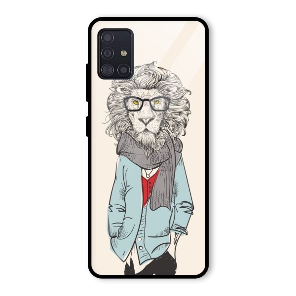 Stylish Lion Glass Back Case for Galaxy A51