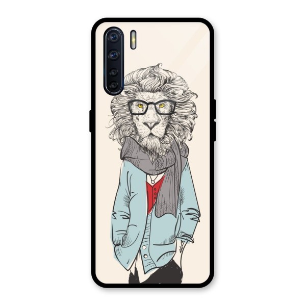 Stylish Lion Glass Back Case for Oppo F15